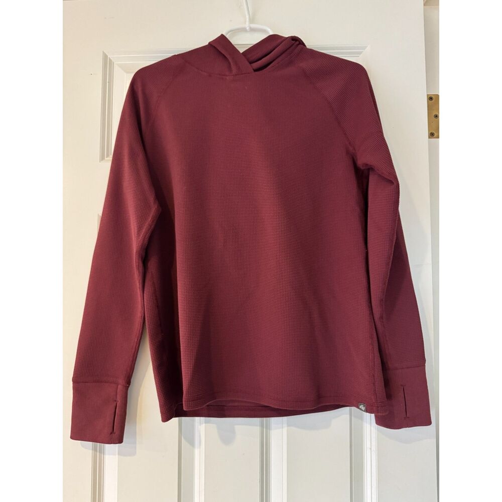 Women's Eddie Bauer Thermal Waffle Knit Hoodie in Burgundy Size M